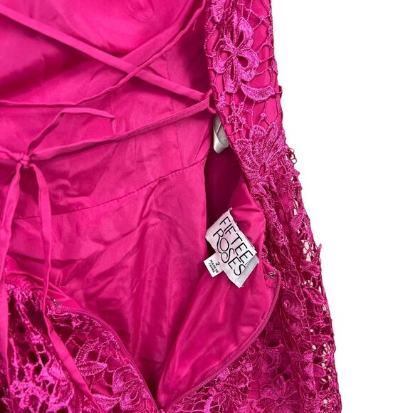 Fifteen Roses Womens Lace‎ Dress Floral Racerback Spaghetti Strap Begonia Pink 2 - Picture 7 of 7